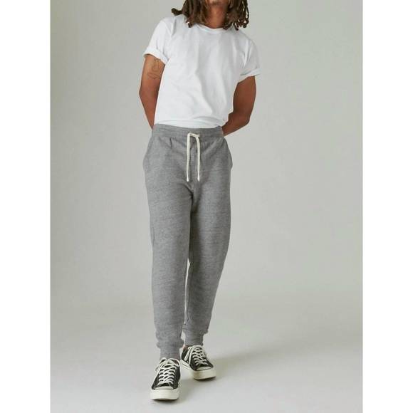 NEW LUCKY BRAND sueded terry joggers in heather grey - Picture 2 of 7